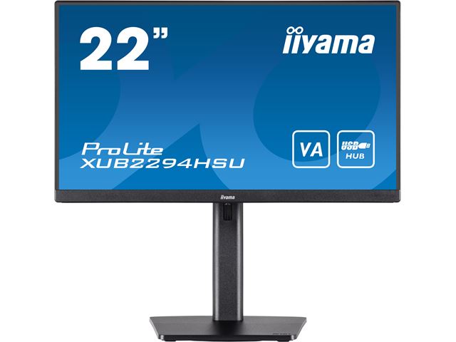 iiyama ProLite monitor XUB2294HSU-B2 22" VA panel, 3-side borderless design, height adjustable stand, HDMI, DP image 0