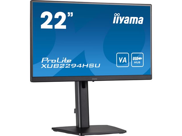 iiyama ProLite monitor XUB2294HSU-B2 22" VA panel, 3-side borderless design, height adjustable stand, HDMI, DP image 2
