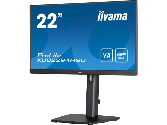 iiyama ProLite monitor XUB2294HSU-B2 22" VA panel, 3-side borderless design, height adjustable stand, HDMI, DP image 4