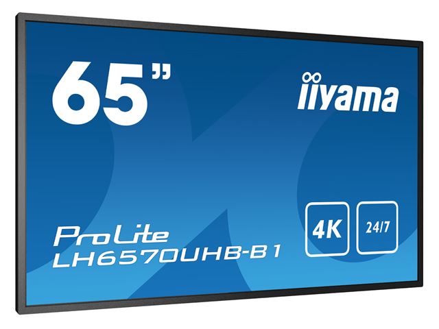 iiyama Prolite monitor LH6570UHB-B1 65" VA, Slim Bezel, 4K UHD, 24/7, Landscape/Portrait, 700cd/m2 brightness image 2