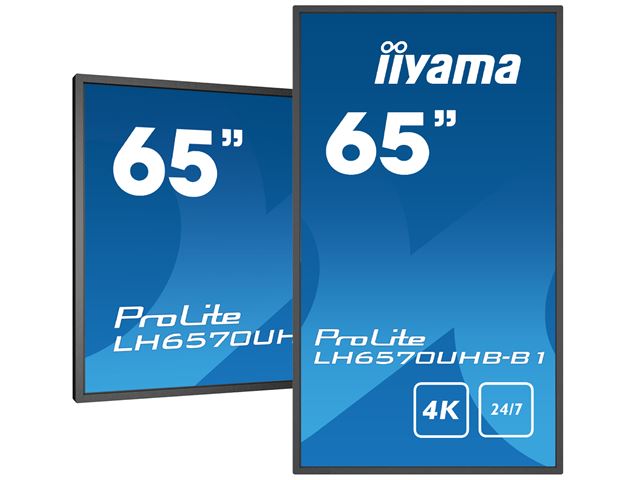 iiyama Prolite monitor LH6570UHB-B1 65" VA, Slim Bezel, 4K UHD, 24/7, Landscape/Portrait, 700cd/m2 brightness image 4