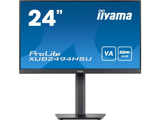 iiyama ProLite monitor XUB2494HSU-B2 24", VA panel, Height Adjustable, Black, 3-side borderless bezel, HDMI, Display Port, USB Hub image 0