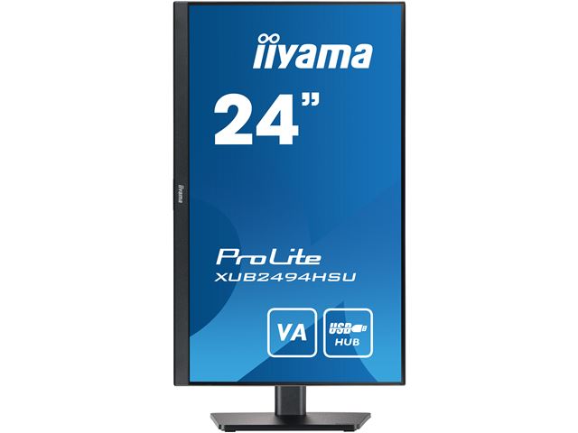 iiyama ProLite monitor XUB2494HSU-B2 24", VA panel, Height Adjustable, Black, 3-side borderless bezel, HDMI, Display Port, USB Hub image 1