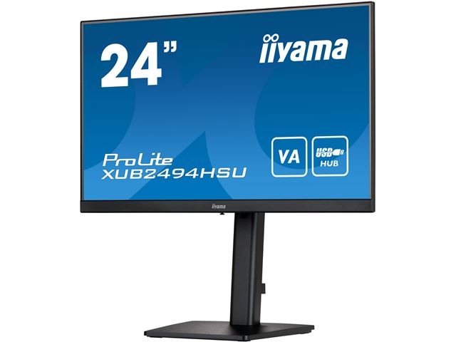 iiyama ProLite monitor XUB2494HSU-B2 24", VA panel, Height Adjustable, Black, 3-side borderless bezel, HDMI, Display Port, USB Hub image 3
