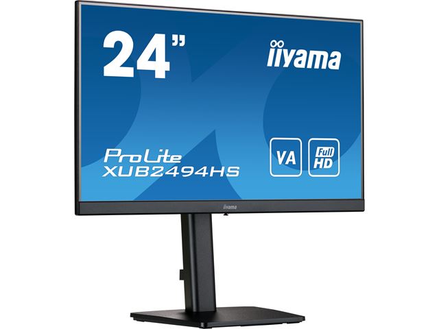 iiyama ProLite monitor XUB2494HS-B2 24", VA panel, Height Adjustable, Black, 3-side borderless bezel, HDMI, Display Port image 1