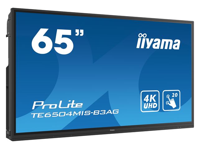 iiyama Prolite monitor TE6504MIS-B3AG 65" Black, IPS, Anti Glare, 4K, 20pt Touch, 24/7, Landscape, PureTouch-IR, Screen share Pro image 1