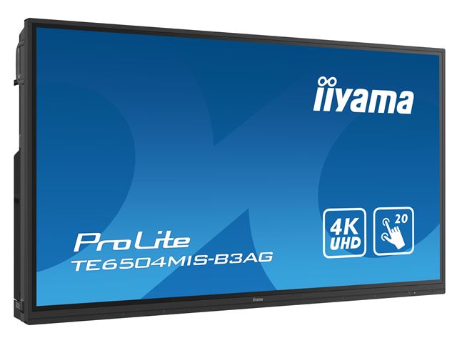 iiyama Prolite monitor TE6504MIS-B3AG 65" Black, IPS, Anti Glare, 4K, 20pt Touch, 24/7, Landscape, PureTouch-IR, Screen share Pro image 2