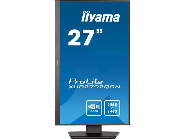 iiyama ProLite monitor XUB2792QSN-B5 27" IPS, WQHD, USB-C dock and RJ45 (LAN), 3-side borderless, HDMI, Display Port, USB-C dock, Height Adjustable.  image 1