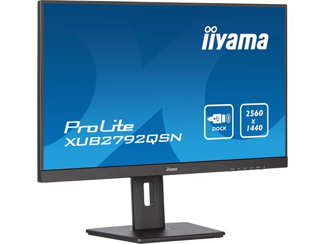 iiyama ProLite monitor XUB2792QSN-B5 27" IPS, WQHD, USB-C dock and RJ45 (LAN), 3-side borderless, HDMI, Display Port, USB-C dock, Height Adjustable.  image 3