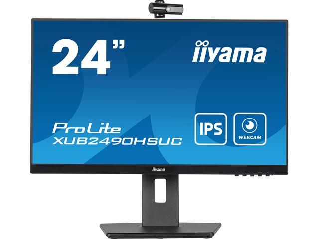 iiyama ProLite monitor XUB2490HSUC-B5 24" IPS, FHD webcam and microphone, Height Adjustable, 3-side borderless design image 1