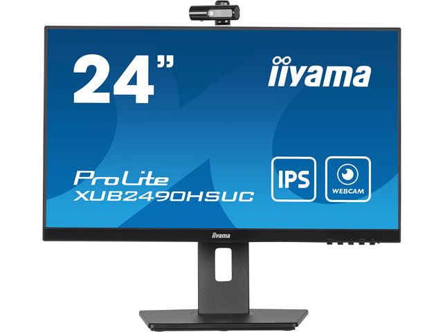 iiyama ProLite monitor XUB2490HSUC-B5 24" IPS, FHD webcam and microphone, Height Adjustable, 3-side borderless design image 2