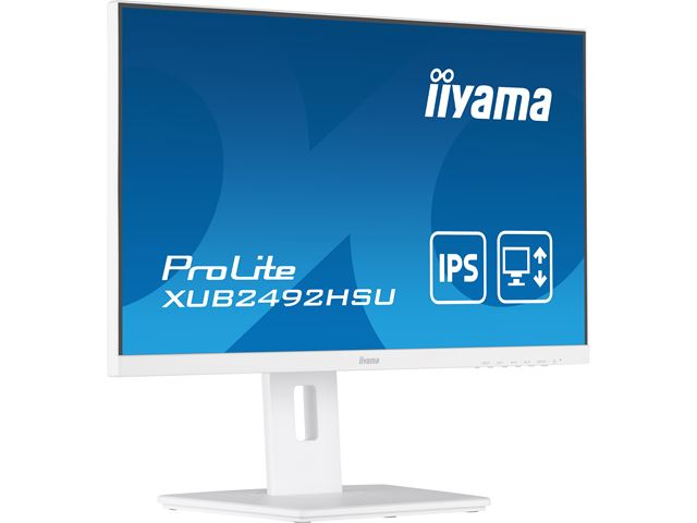 iiyama ProLite monitor XUB2492HSU-W5 24" IPS, Full HD, White, 3-side borderless, HDMI, Display Port, USB Hub, Height Adjustable image 3