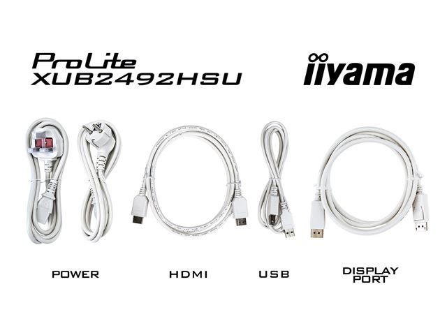iiyama ProLite monitor XUB2492HSU-W6 24" IPS, Full HD, White, 3-side borderless, 1000hz refresh rate, HDMI, Display Port, USB Hub, Height Adjustable image 8