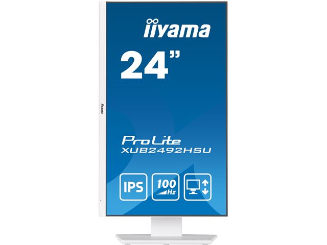 iiyama ProLite monitor XUB2492HSU-W6 24" IPS, Full HD, White, 3-side borderless, 1000hz refresh rate, HDMI, Display Port, USB Hub, Height Adjustable image 1