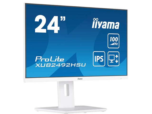 iiyama ProLite monitor XUB2492HSU-W6 24" IPS, Full HD, White, 3-side borderless, 1000hz refresh rate, HDMI, Display Port, USB Hub, Height Adjustable image 2