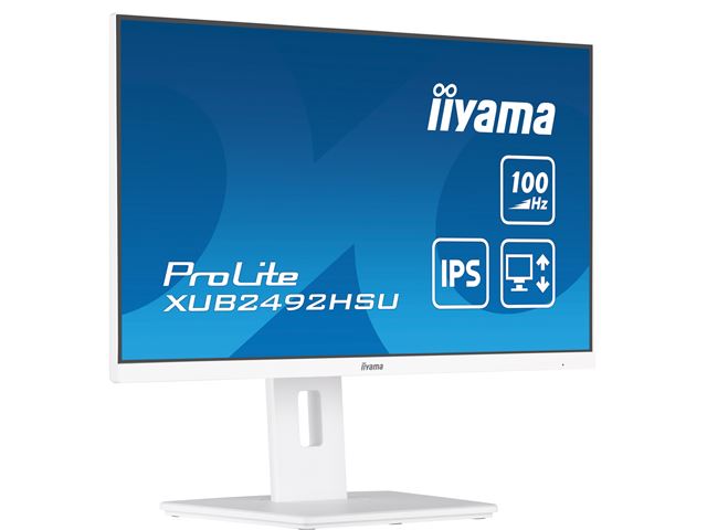 iiyama ProLite monitor XUB2492HSU-W6 24" IPS, Full HD, White, 3-side borderless, 1000hz refresh rate, HDMI, Display Port, USB Hub, Height Adjustable image 3