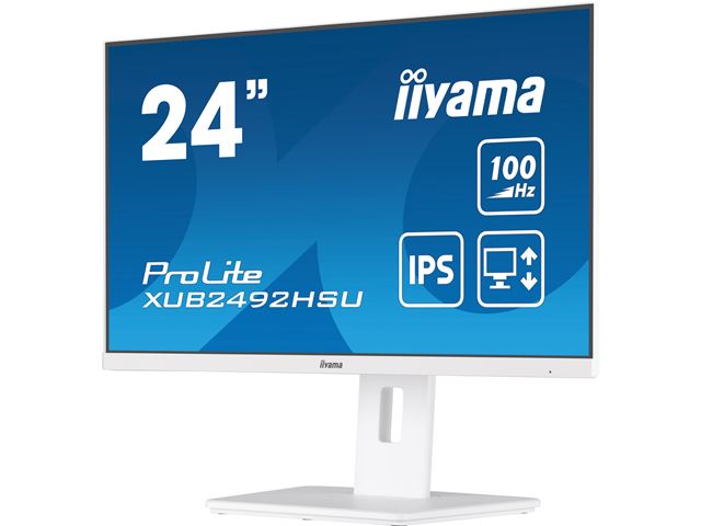 iiyama ProLite monitor XUB2492HSU-W6 24" IPS, Full HD, White, 3-side borderless, 1000hz refresh rate, HDMI, Display Port, USB Hub, Height Adjustable image 4