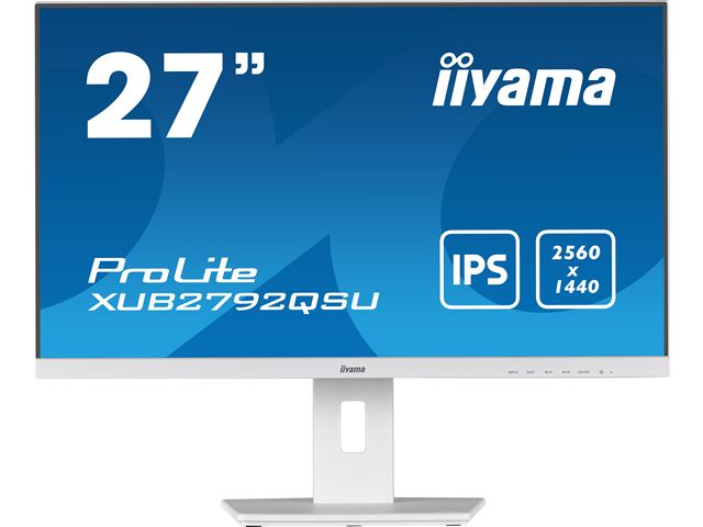 iiyama ProLite monitor XUB2792QSU-W5 27" IPS, 2560x1440, FreeSync, 3-side borderless, White, HDMI, Display Port, USB Hub, Height Adjustable image 0
