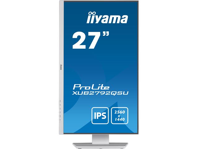 iiyama ProLite monitor XUB2792QSU-W5 27" IPS, 2560x1440, FreeSync, 3-side borderless, White, HDMI, Display Port, USB Hub, Height Adjustable image 1