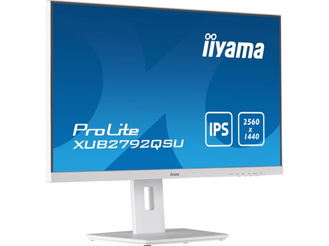 iiyama ProLite monitor XUB2792QSU-W5 27" IPS, 2560x1440, FreeSync, 3-side borderless, White, HDMI, Display Port, USB Hub, Height Adjustable image 3