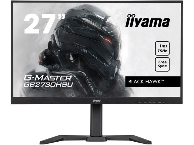 iiyama G-Master Black Hawk gaming monitor GB2730HSU-B5 27" Black, Ultra Slim Bezel, Full HD, 75Hz, 1ms, FreeSync, HDMI, Display Port, USB Hub image 0