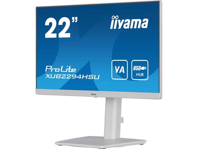 iiyama ProLite monitor XUB2294HSU-W2 22" 3-side borderless, height adjustable, white, VA panel, HDMI image 1