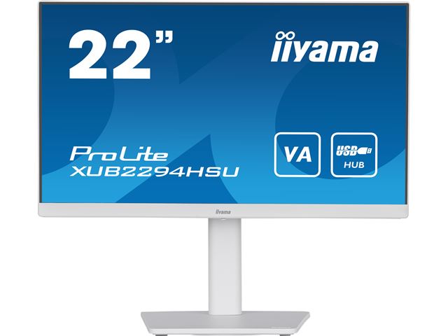 iiyama ProLite monitor XUB2294HSU-W2 22" 3-side borderless, height adjustable, white, VA panel, HDMI image 0