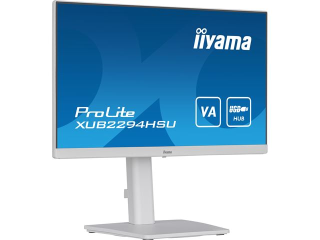 iiyama ProLite monitor XUB2294HSU-W2 22" 3-side borderless, height adjustable, white, VA panel, HDMI image 12