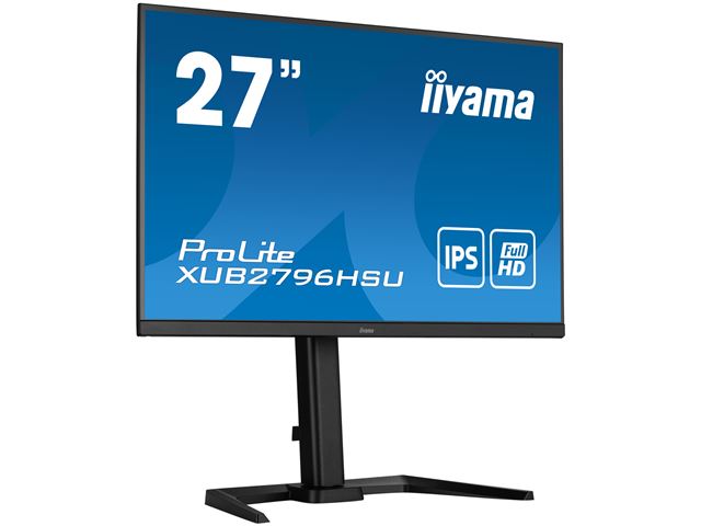 iiyama ProLite monitor XUB2796HSU-B5, 27" business/gaming, slimline, IPS, Height Adjustable and pivot function, HDMI, DisplayPort, FreeSync, Flicker free image 3