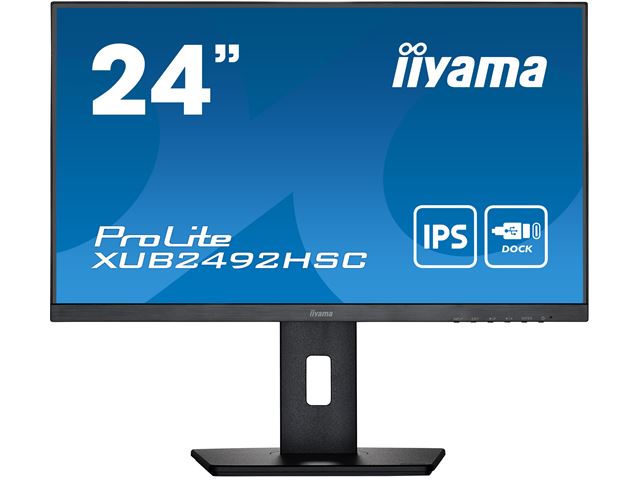 iiyama ProLite monitor XUB2492HSC-B5 24" IPS, Height Adjustable, 3-side borderless design, USB-C, flicker free blue light reducer image 0