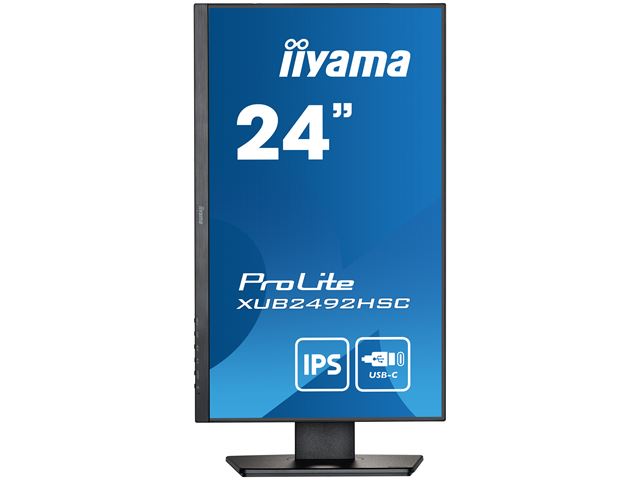 iiyama ProLite monitor XUB2492HSC-B5 24" IPS, Height Adjustable, 3-side borderless design, USB-C, flicker free blue light reducer image 1