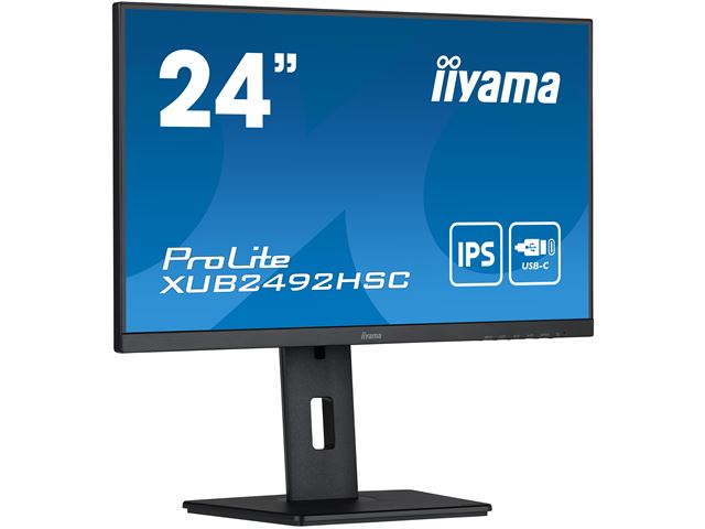 iiyama ProLite monitor XUB2492HSC-B5 24" IPS, Height Adjustable, 3-side borderless design, USB-C, flicker free blue light reducer image 2