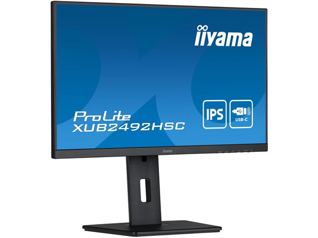iiyama ProLite monitor XUB2492HSC-B5 24" IPS, Height Adjustable, 3-side borderless design, USB-C, flicker free blue light reducer image 3