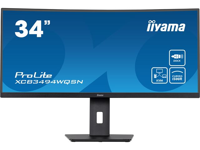iiyama ProLite curved monitor XCB3494WQSN-B5 34" VA ultra-wide screen with KVM Switch and USB-C Dock, HDMI and Height Adjustment image 0