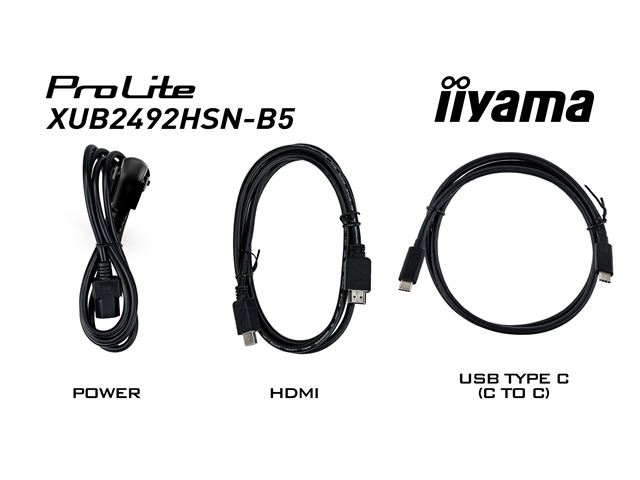 iiyama ProLite monitor XUB2492HSN-B5 24" IPS, Full HD, Ultra Slim Bezel, HDMI, Display Port, USB-C dock, Height Adjustable.  image 11