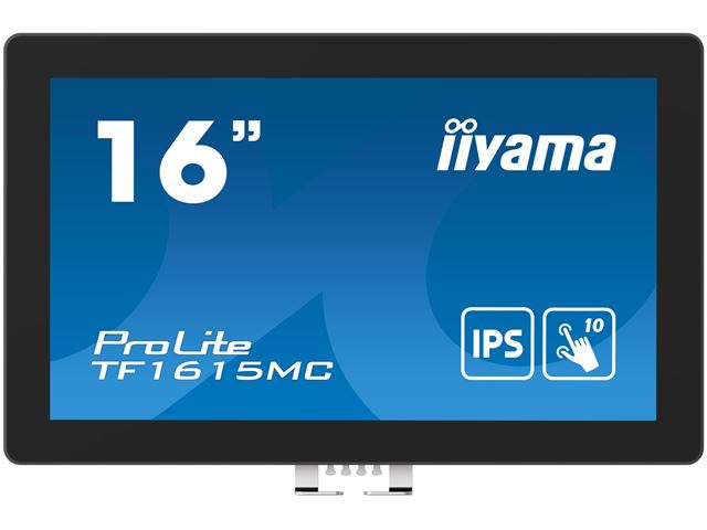 iiyama ProLite monitor TF1615MC-B1 16", Projective Capacitive 10pt touch, open frame, Glass overlay, Scratch resistant, Anti-fingerprint coating, landscape/portrait/face-up image 0