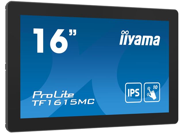 iiyama ProLite monitor TF1615MC-B1 16", Projective Capacitive 10pt touch, open frame, Glass overlay, Scratch resistant, Anti-fingerprint coating, landscape/portrait/face-up image 1