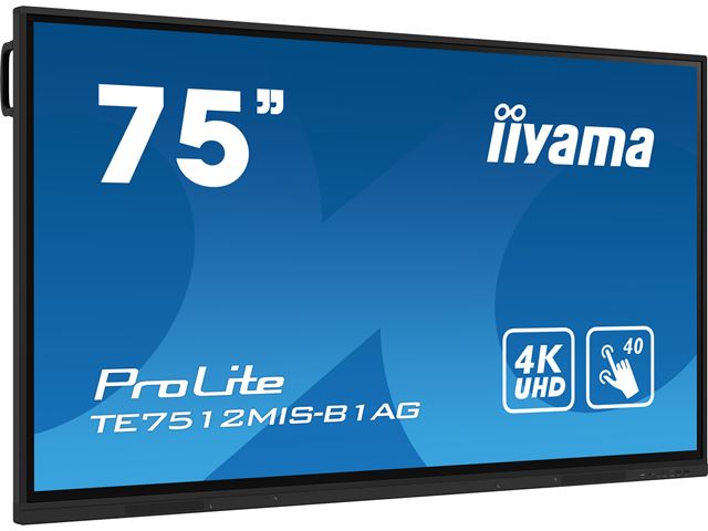 iiyama ProLite monitor TE7512MIS-B1AG 75", 4k UHD, Infrared 40pt touch, Anti-glare coating, IPS, HDMI, features Note, web browser, file manager, cloud drives, iiWare 10 (Android 11 OS) image 1