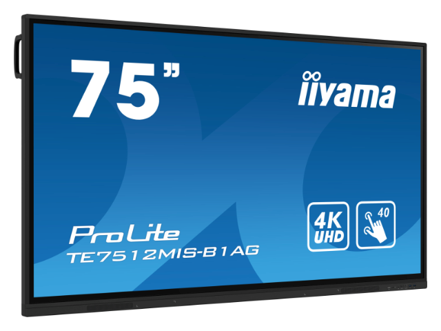 iiyama ProLite monitor TE7512MIS-B1AG 75", 4k UHD, Infrared 40pt touch, Anti-glare coating, IPS, HDMI, features Note, web browser, file manager, cloud drives, iiWare 10 (Android 11 OS) image 2