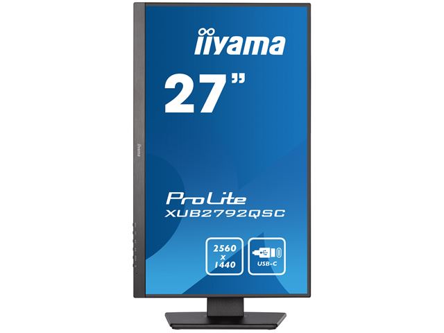 iiyama ProLite monitor XUB2792QSC-B5 27" IPS, 2560x1440, Ultra Slim Bezel, Black, HDMI, Display Port, USB-C Connectivity, Height Adjustable image 1