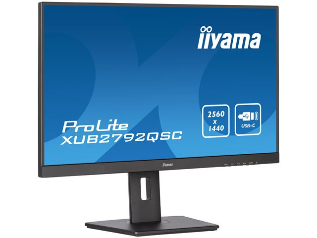iiyama ProLite monitor XUB2792QSC-B5 27" IPS, 2560x1440, Ultra Slim Bezel, Black, HDMI, Display Port, USB-C Connectivity, Height Adjustable image 3