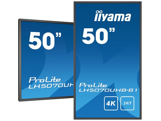 iiyama Prolite monitor LH5070UHB-B1 50" Digital Signage, VA, Slimline, 4K UHD, 700cd/m² brightness, 24/7, Landscape/Portrait, with Android OS image 4