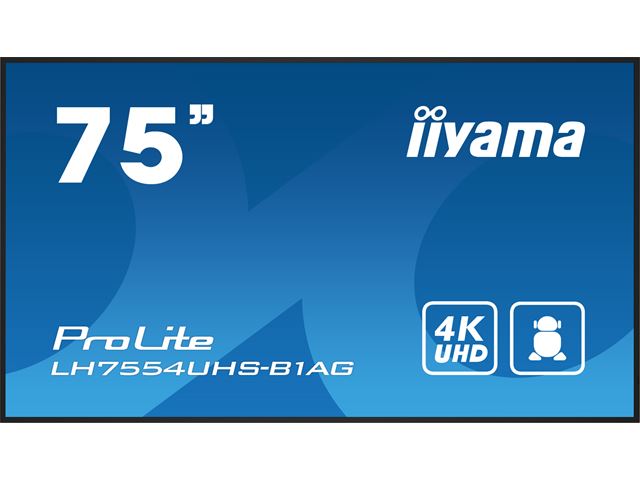 iiyama ProLite LH7554UHS-B1AG 75", 24/7, 4K, IPS, HDMI, landscape/portrait, Wifi, Android OS, FailOver and Intel® SDM slot, Anti-Glare image 0