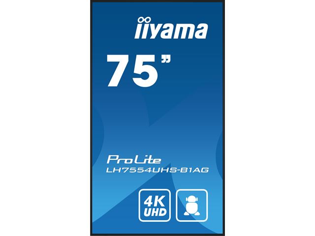 iiyama ProLite LH7554UHS-B1AG 75", 24/7, 4K, IPS, HDMI, landscape/portrait, Wifi, Android OS, FailOver and Intel® SDM slot, Anti-Glare image 1