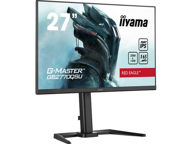 iiyama G-Master Red Eagle gaming monitor GB2770QSU-B5 27" Black, WQHD res 2560x1440, IPS, 165Hz, 0.5ms, FreeSync, HDMI, Display Port, USB Hub image 2