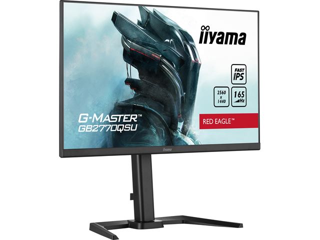 iiyama G-Master Red Eagle gaming monitor GB2770QSU-B5 27" Black, WQHD res 2560x1440, IPS, 165Hz, 0.5ms, FreeSync, HDMI, Display Port, USB Hub image 3