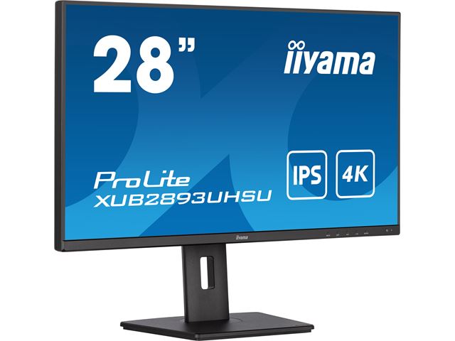 iiyama ProLite XUB2893UHSU-B5, 28", IPS panel, 4K resolution, 3-side borderless design, Height Adjustable stand, flicker free & blue light reducer image 2