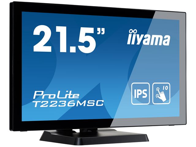 iiyama ProLite monitor T2236MSC-B3  22" Black, IPS, Full HD, Projective Capacitive 10pt touch, HDMI, USB Hub, edge to edge glass image 1