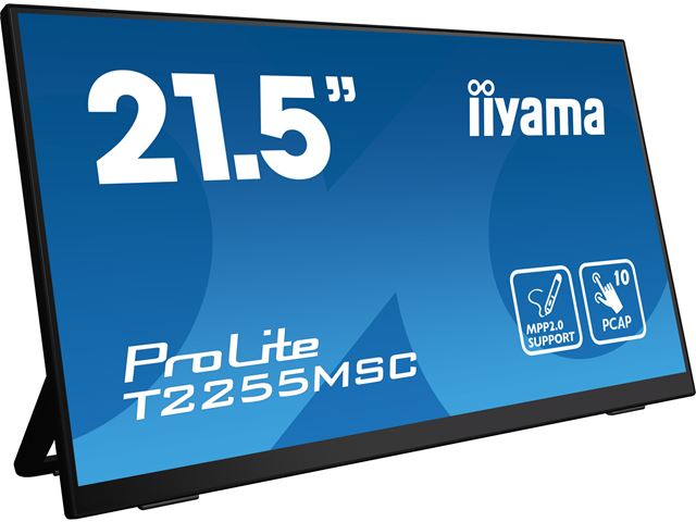 iiyama ProLite touch screen monitor T2255MSC-B1 22" Black, IPS, Full HD, Projective Capacitive 10pt touch, HDMI, DisplayPort, Edge to edge glass image 1