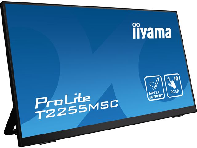 iiyama ProLite touch screen monitor T2255MSC-B1 22" Black, IPS, Full HD, Projective Capacitive 10pt touch, HDMI, DisplayPort, Edge to edge glass image 2